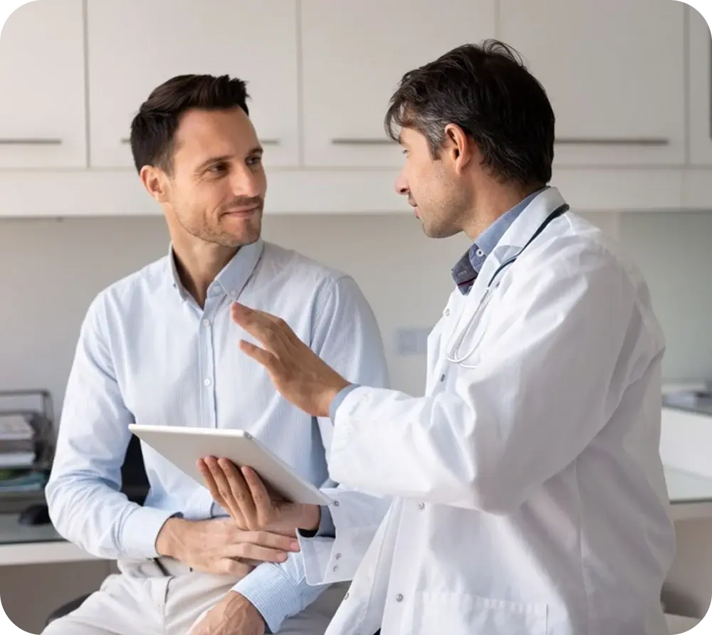 Doctor talking with a male patient