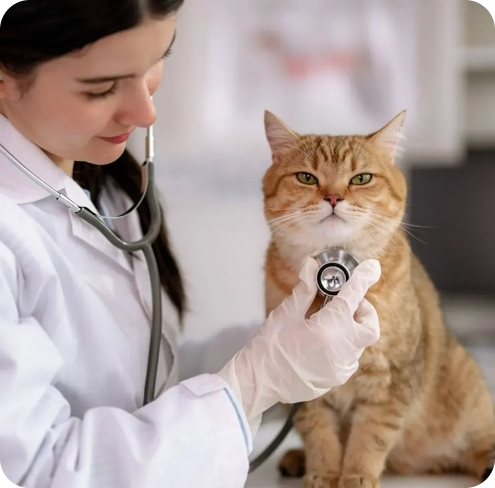 Veterinarian with a cat